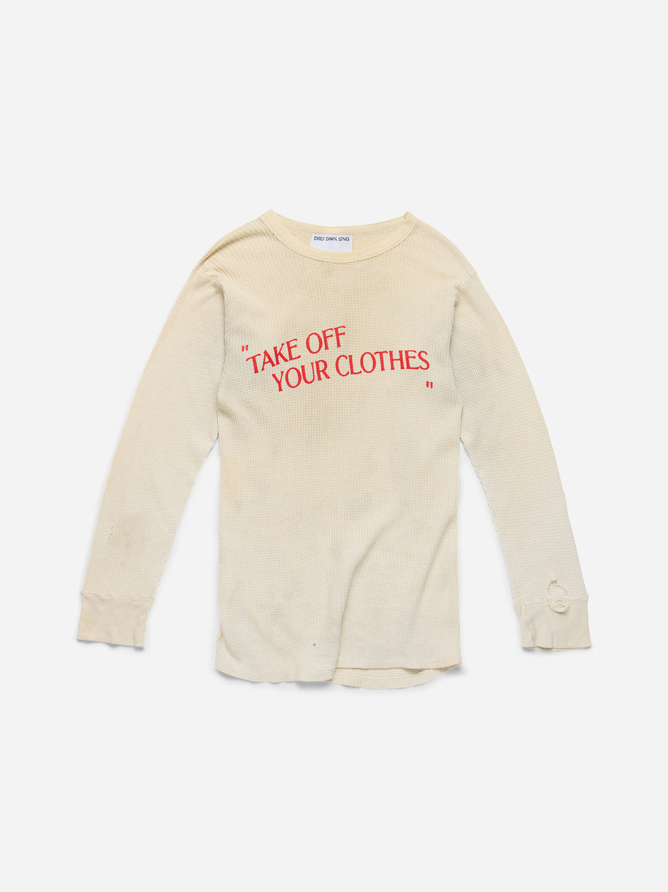 “TAKE OFF YOUR CLOTHES” - White Waffle Thermal_XS/S (B2)