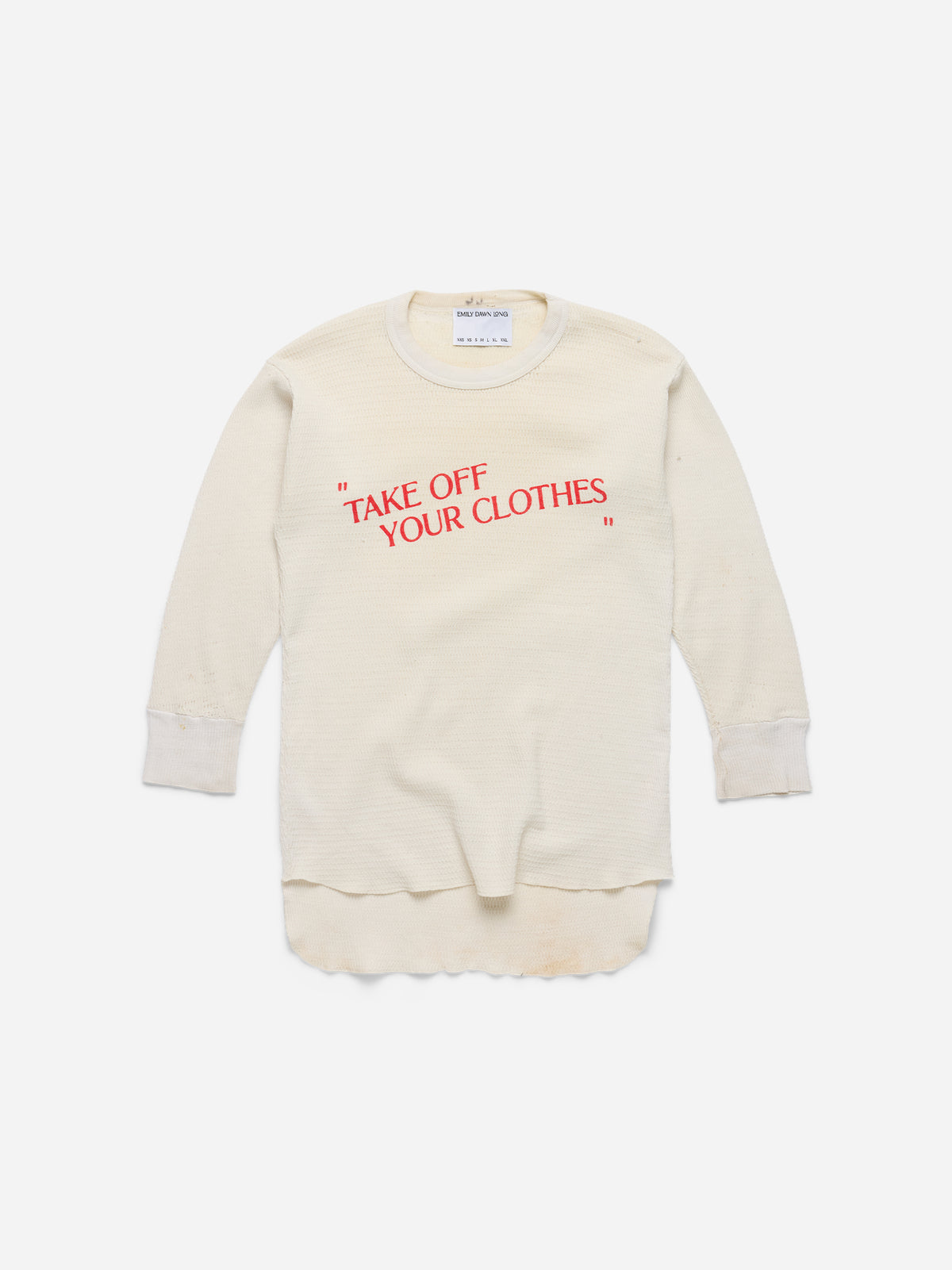 “TAKE OFF YOUR CLOTHES” White Waffle Thermal - XXS