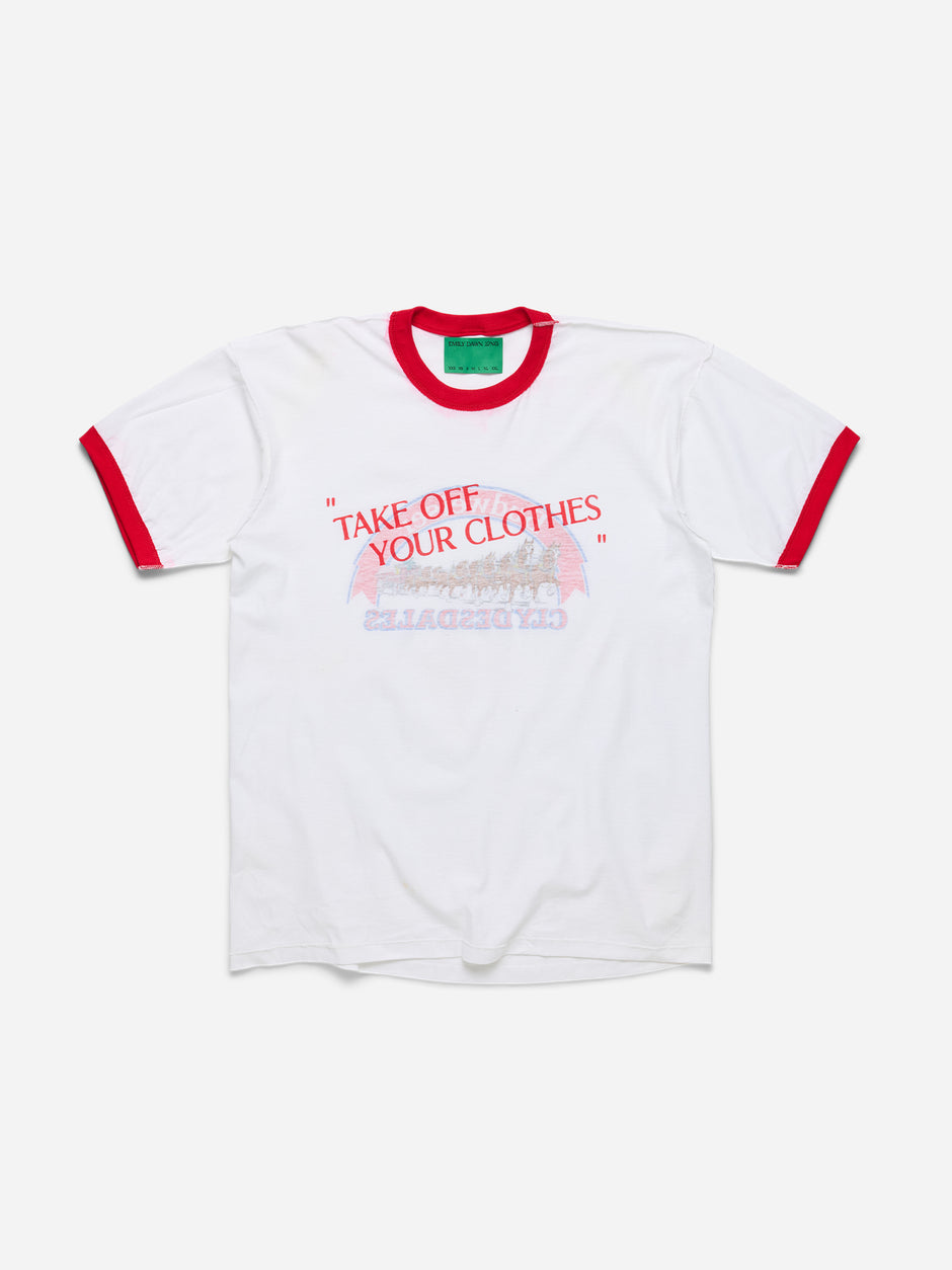 “TAKE OFF YOUR CLOTHES” -White Ringer_Budweiser_L (F3)