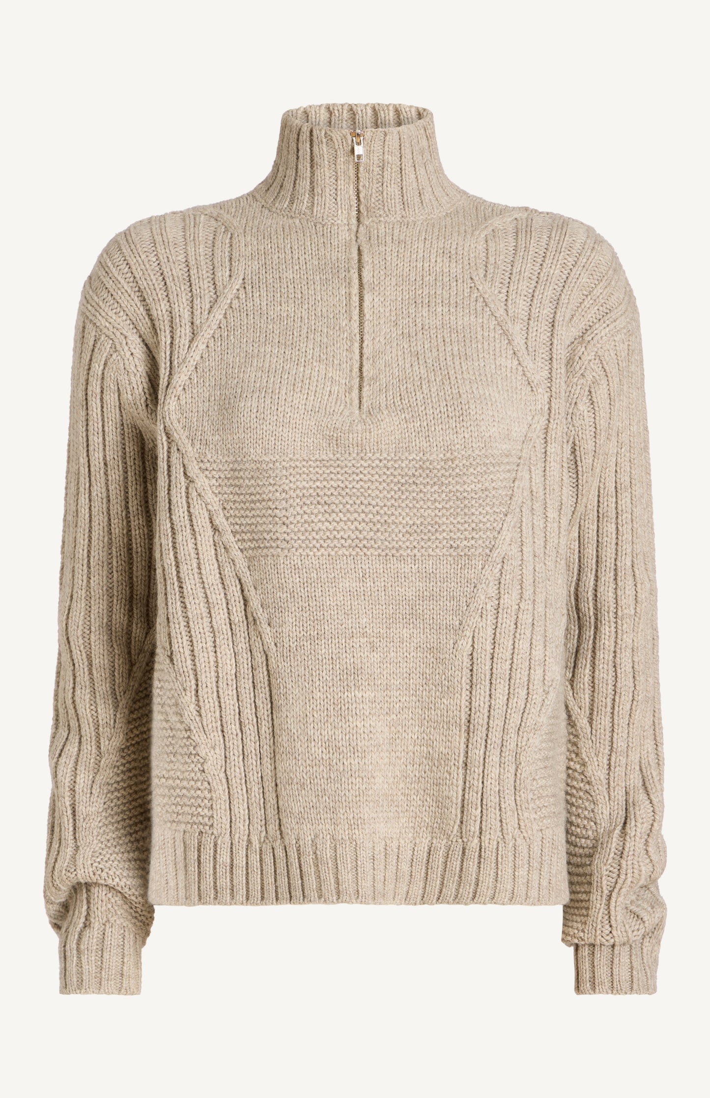 3 Knit Structure Half Zip Pullover