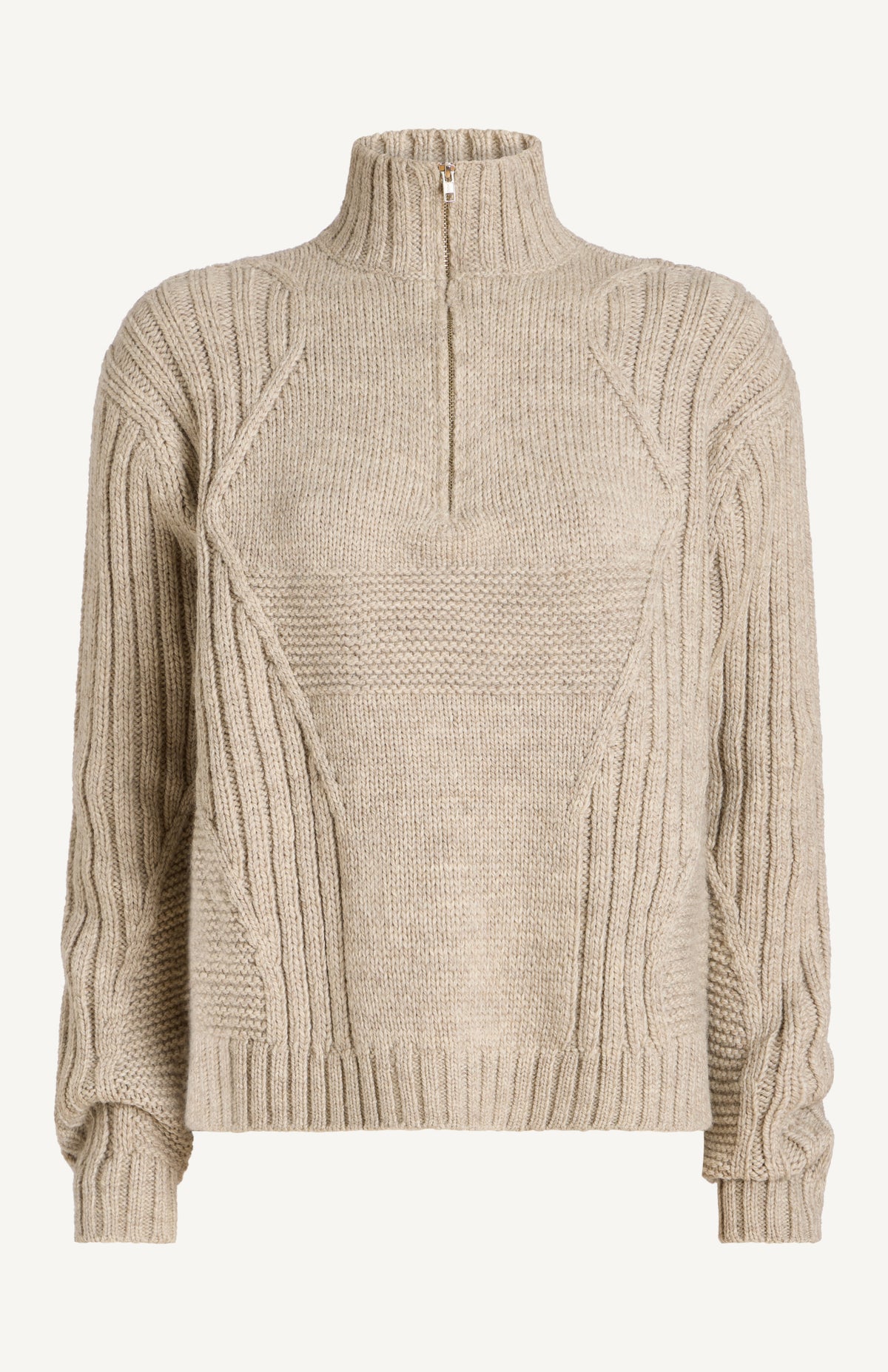 Heathered Oatmeal-3Knit Pullover 