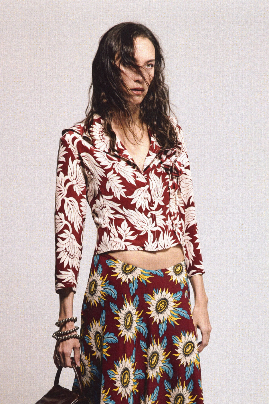 Hawaiian Silk Ruffle Blouse -