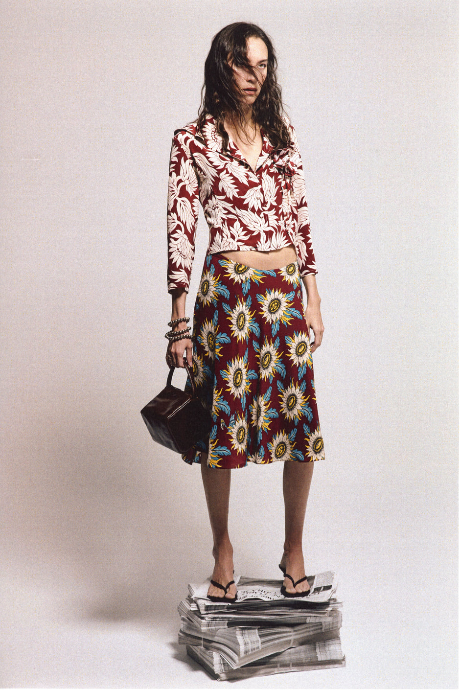 Cobra Bias Silk Printed Skirt