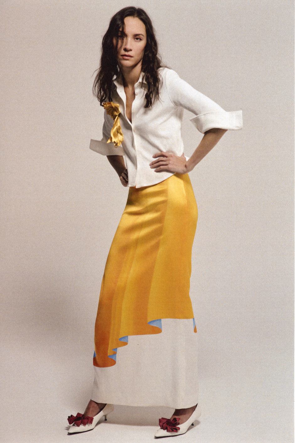 Drape Frozen Mid Fall - Silk Skirt