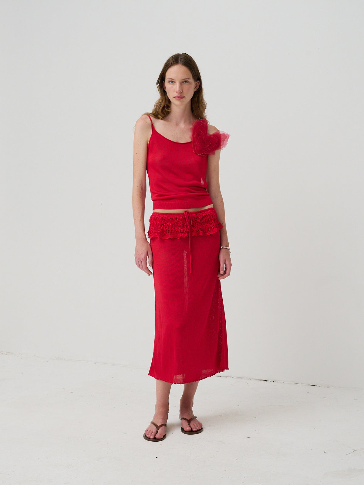 Ash Ruffle Midi Skirt