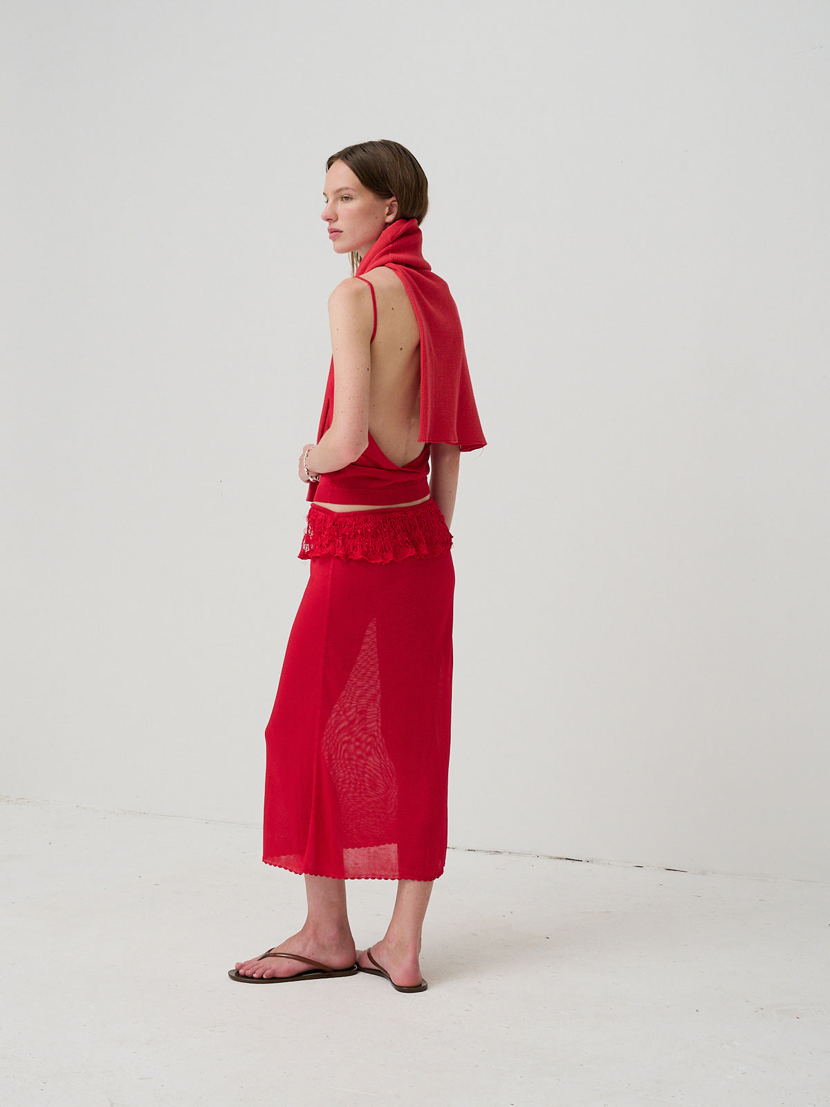 Ash Ruffle Midi Skirt