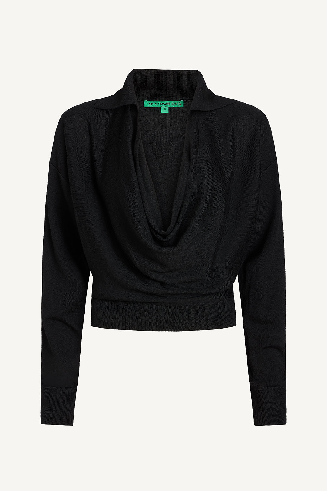 Drape Front Knit Polo - Black