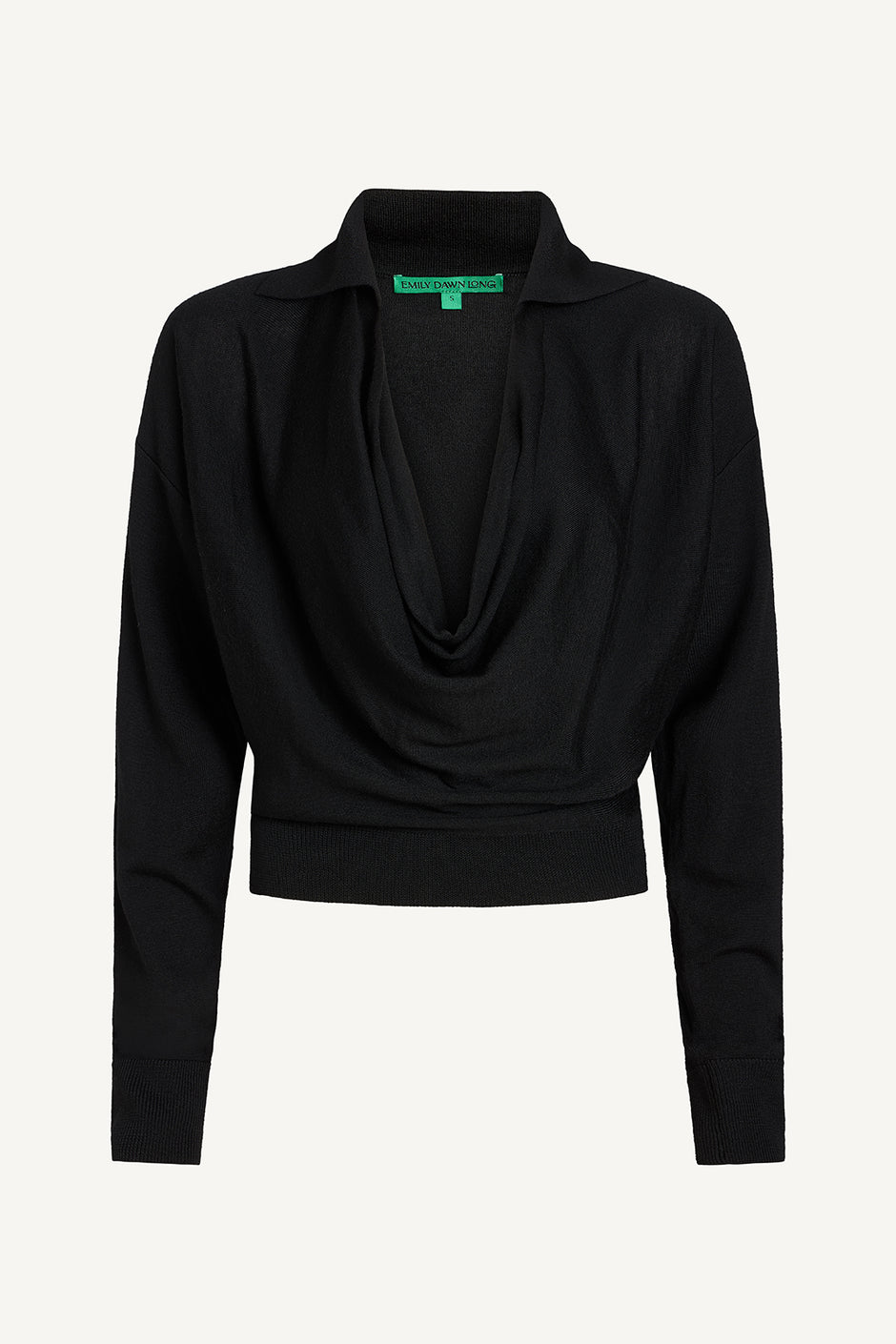 Drape Front Knit Polo - Black