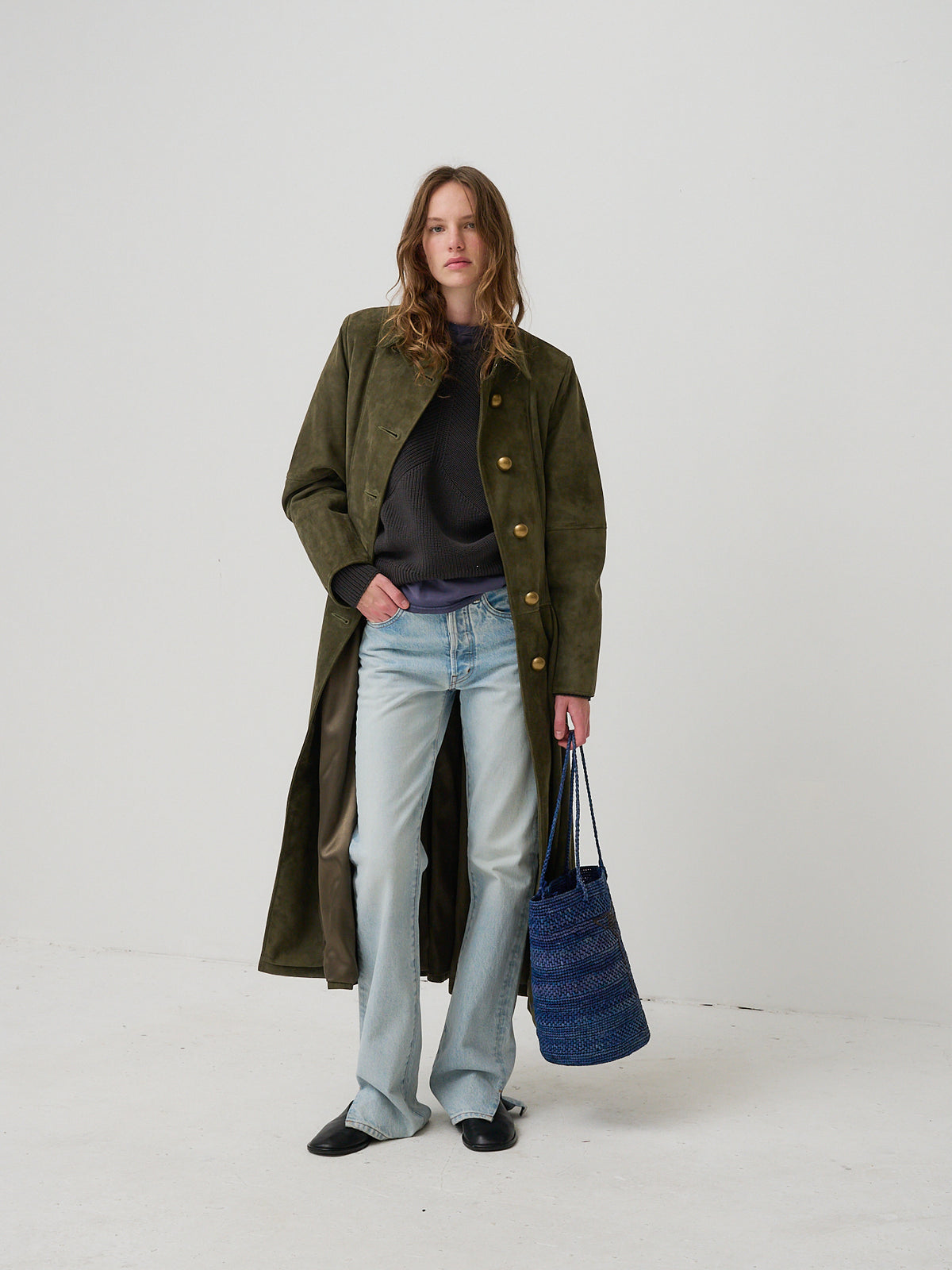 The Buttercup Suede Coat - Khaki Green