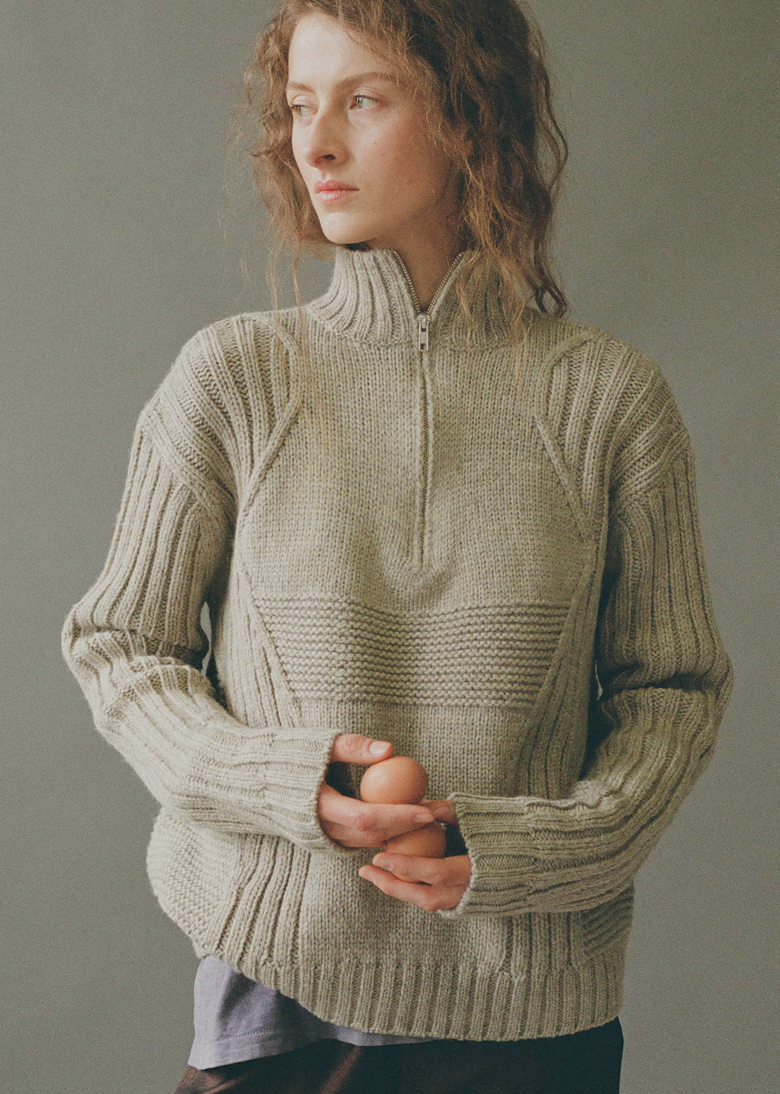 Womens - Heathered Oatmeal  - 3Knit Pullover