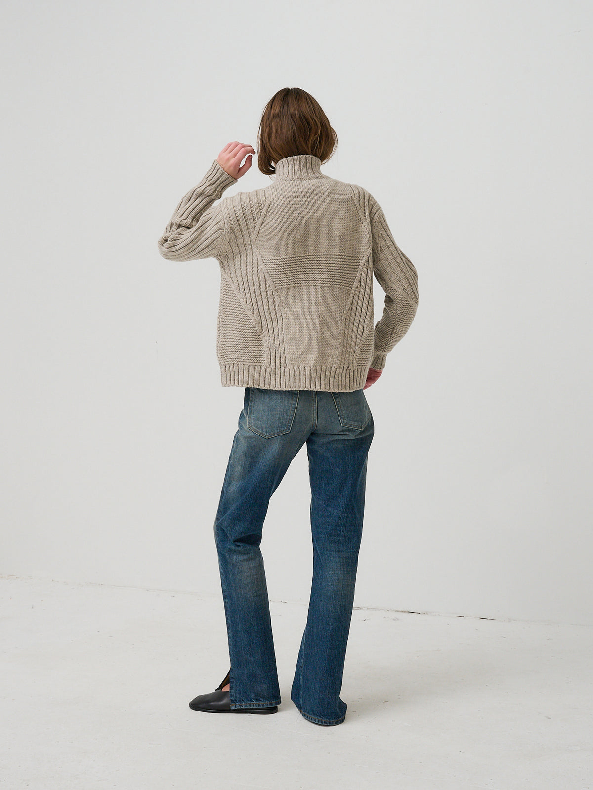 3 Knit Structure Half Zip Pullover